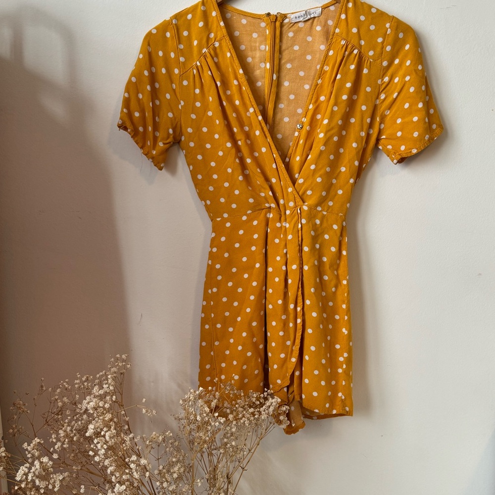 Yellow polkadot summer romper